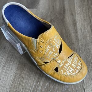 Remonte Slip On Mule Shoes Women Sz 40 EU 9 US Yellow Silver Leather Walking